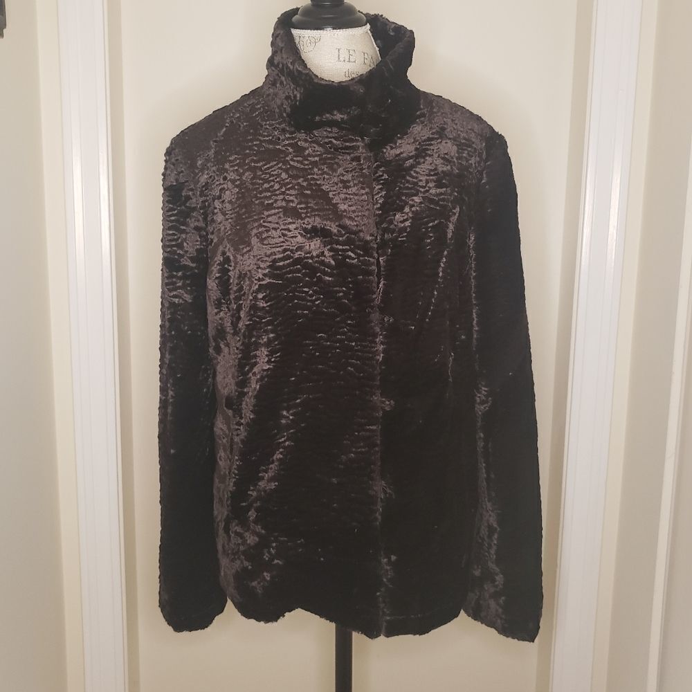 Vintage Brown Faux Lamb Fur Coat